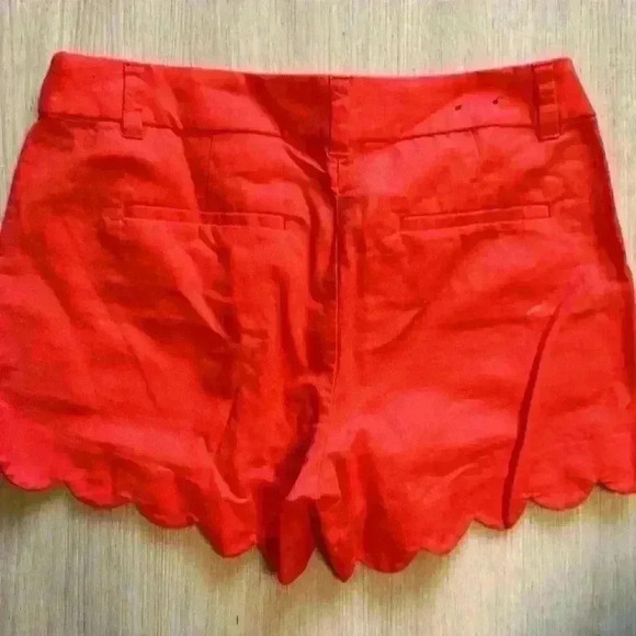 J. Crew Factory Scalloped Hem Shorts Flat Front Orange/Pink Women's Size 4 NWOT - Picture 3 of 3
